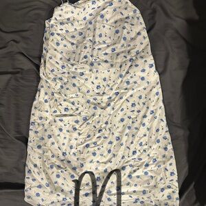 Floral White and Blue Dress